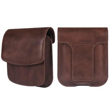 Imagem de Compatível com Samsung Galaxy Z Flip 6/5/4/3/2/5G/SM-F7070/F7000/F7110 Clipe de cinto para celular para homens, bolsa de couro resistente à água, bolsa de cinto para smartphone pequena bolsa de