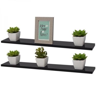 Imagem de Kit 2 Prateleiras 50 X 10cm Preta Suporte Invisível