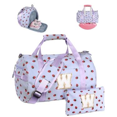 Imagem de Vogewood Presente para crianças de 3, 4, 5, 6, 7, 8, 9, 10, 11 e 12 anos, bolsa de ginástica, bolsa de viagem inicial com bolsa de maquiagem, Roxa, W