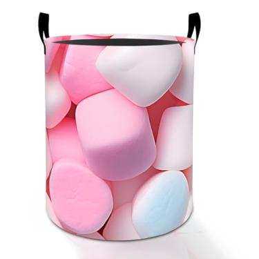 Imagem de Cesto de lavanderia Marshmallow para meninos, meninas, crianças, adultos, caixa de armazenamento de roupas Oxford dobrável, impermeável, organizador de doces rosa para quarto, banheiro, decoração de