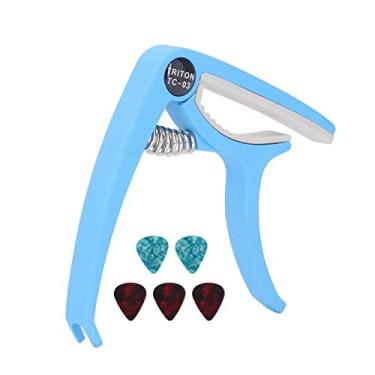 Imagem de XUXHOU Conjunto de Capo de Guitarra Elétrica, Estojo de Armazenamento de Seta, Tom ABS para Guitarra, Banjo Bandolim, Ukulele Players (Azul)