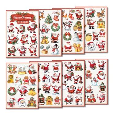 Imagem de 100 adesivos de Papai Noel, adesivos de Papai Noel para crianças, adolescentes, adultos, etiquetas adesivas de Natal para decoração de Natal, adesivos impermeáveis para scrapbook, cartões, presentes