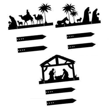 Imagem de Generic Placa de jardim com silhueta de presépio, decoração de Natal, presente com estacas, placa de jardim para feriado, pátio, caminho, Style a B C