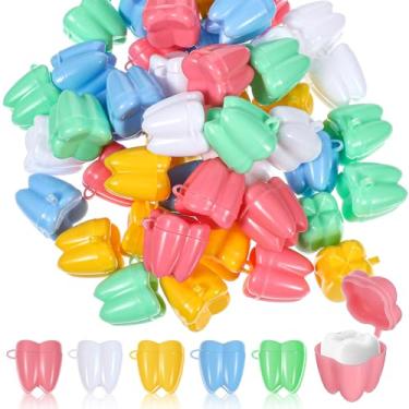 Imagem de 50 Pcs Tooth Container for Lost Teeth Kids, Lost Tooth Holders for Kids.Plastic Tooth Holders for Boys Girls Kids Keepsake, Party Favor, Goodie Bag Fillers, Dentist Office, 5 Colors, 0.74 X 0.66 Inch