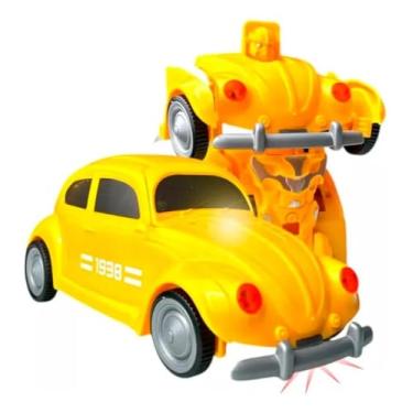 Imagem de Carrinho Robô, com Luzes LED e Som, Transformação Automática, Plástico Resistente, Alimentação 3 Pilhas AA, para Crianças Acima de 3 Anos (Vermelho)