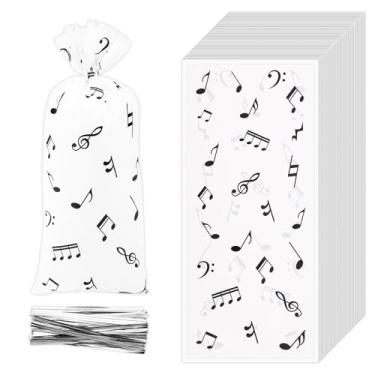 Imagem de 100 Sacos de Oferta em Formato Notas Musicais com Abraçadeiras, Sacos Doces com Tema Musical e Abertura Plana para Lembranças Festas de Aniversário