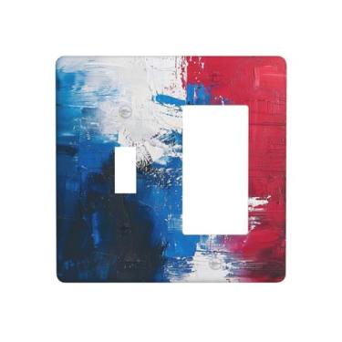 Imagem de Nadoabtm Outlet Covers arte abstrata vermelho azul branco pintura a óleo 1 interruptor 1 combinação de balancim placa de parede decorativa placas de interruptor elétrico placa de cobertura de