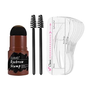 Imagem de barenx Kit de modelagem de carimbo de sobrancelha, 2 peças, pincéis de sobrancelha, reutilizáveis, estênceis de sobrancelha, carimbos em pó, ferramentas definidoras de sobrancelha em um passo
