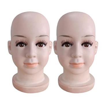 Imagem de barenx 2 peças de cabeça de manequim infantil cabeça de peruca cosmetologia profissional para fabricação de perucas e exibição de chapéu, capacete, óculos ou máscaras, modelo de cabeça de exibição
