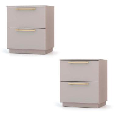Imagem de Mesa De Cabeceira Com Gavetas Dubai Kit 2 - Vila Rica