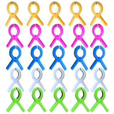 Imagem de Grampos de plástico jumbo 25 peças, 9,4 cm/9,5 cm multicoloridos, clipes de toalha de praia grandes com mola forte, alfinetes de roupas colcha à prova de vento