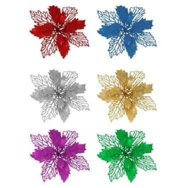 Imagem de Kit de Decorativas Para áRvore de Natal 18 Flores Artificiais Coloridas Brilhantes, Essenciais Para Decorar(COLORIDA)