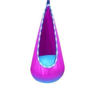 Imagem de Cadeira giratória LED Hanging Pod para crianças em nylon vermelho com 