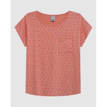 Imagem de Blusa Ampla Feminina Estampada Detalhe Bolso Frontal Em Viscose Stretc