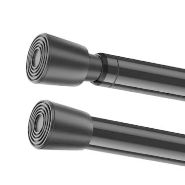 Imagem de LGQXGO Varão de cortina de tensão pequenas hastes de tensão de 71 a 122 cm, hastes de chuveiro pequenas ajustáveis, sem perfuração, antiderrapante, haste de mola para janelas, armário, cozinha, preto