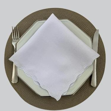 Imagem de Guardanapo de Linho Tecido Kit 50 Acabamento a Laser 40 x 40 CM Mesa Posta (50,Branco)