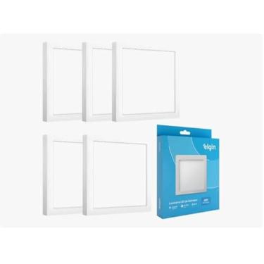 Imagem de Kit 5 Luminária LED 24w 6500k Elgin Quadrada Sobrepor Bivolt Luz Branca Fria