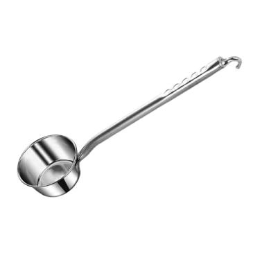 Imagem de ＫＬＫＣＭＳ Concha de aço inoxidável para água, com cabo longo e gancho, colher de metal para mingau, sopa, banho, enxágue e culinária, M
