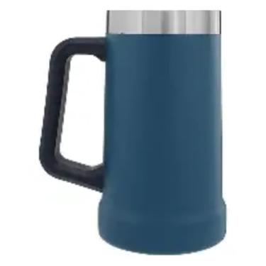 Imagem de Caneca Térmica de Cerveja Inox 709 Parede Dupla com Vácuo, Conservação Gelada por 4, Horas, Alça Reforçada, Ideal para Cerveja, Chopp e Bebidas Geladas (AZUL)