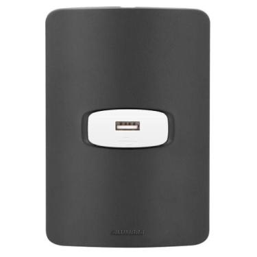 Imagem de Conjunto Tomada Usb - Gracia Black Maxx / Branco - Gmpb034 - Alumbra