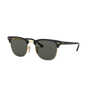 Imagem de Ray-Ban RB3716 Clubmaster Óculos de sol de metal + Conjunto de acessórios do grupo Vision, Preto em Arista/Verde Cristal Polarizado (187/58), 51 mm