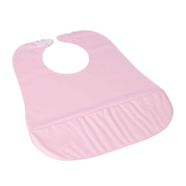 Imagem de Babador Impermeável para Bebê com Bolso Porta Migalhas, Regulagem com Fixadores, PVC, BPA Free, Atóxico, 30x35cm, 6 Meses a 2 Anos (Rosa)