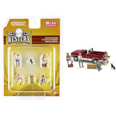 Imagem de "Western Style" 6 piece Diecast Set (4 Figurines and 2 Accessories) for 1/64 Models by American Diorama