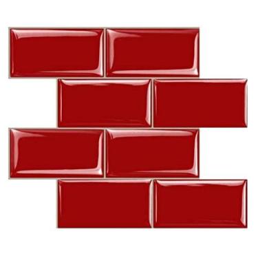 Imagem de Peel and Stick Subway Tile STICKGOO Red para cozinha e banheiro