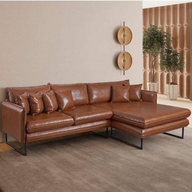 Imagem de Sofá Jade Com Chaise Lateral Direita 2,84m Corino