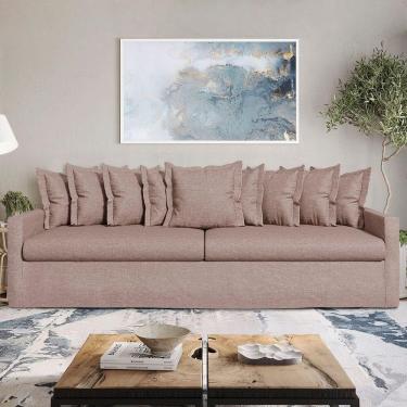 Imagem de Sofá Living Laguna 2,80m Com Capa Removível Lavável Cor Bege Escuro 2253