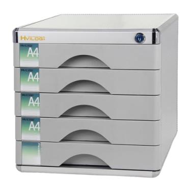 Imagem de KiBcsLic Gabinete de arquivo Caixa de armazenamento de documentos Organizador de arquivo profissional Liga de alumínio Fácil de usar Organizador prático de, com 5 Gavetas