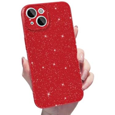 Imagem de Finyosee Capa brilhante para iPhone 13, linda capa de silicone brilhante, brilhante, fina, fina, brilhante, capa protetora de borracha de gel de TPU macio para mulheres e meninas de 6,1 polegadas