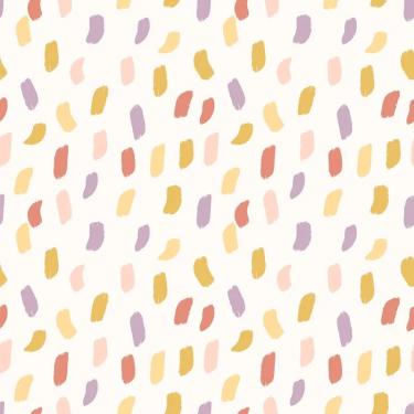 Imagem de Papel de Parede Revoada Mini Pinceladas lilás, vermelho e mostarda 4405