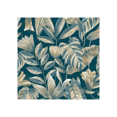 Imagem de Papel de Parede Belize Folhagem Azul BZ3104