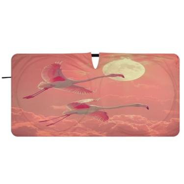 Imagem de Blueangle Para-brisa flamingos rosa para-sol - 149.9 cm x 76.2 cm dobrável carro janela frontal blocos para-sol raios UV viseira de sol (623)