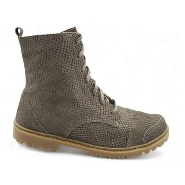 Imagem de Coturno Feminino Curto de Couro Rio de Luz 4510 Estampa Cobra