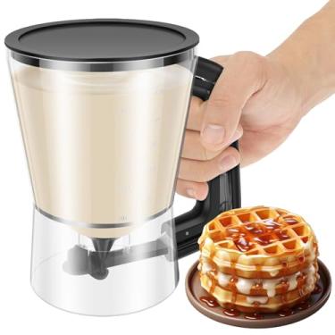 Imagem de Dispensador de massa de panqueca para grelha, com alça resistente, separador de massa de waffles de 850 g, pode ser lavado na lava-louças para bolos de panqueca, cupcake, waffles, muffin