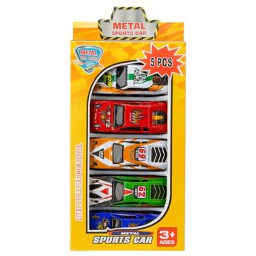 Imagem de Kit 5 Carrinhos de Metal Esportivos Coloridos, Miniaturas de Corrida Colecionáveis, Brinquedo Infantil para Meninos 3+ Anos