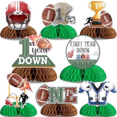 Imagem de JOYMEMO 8 Pieces First Year Down Honeycomb Centerpieces Watercolor - Football 1st Birthday Decorations for Boys, Football Theme First Birthday Table Toppers Sports Party Supplies