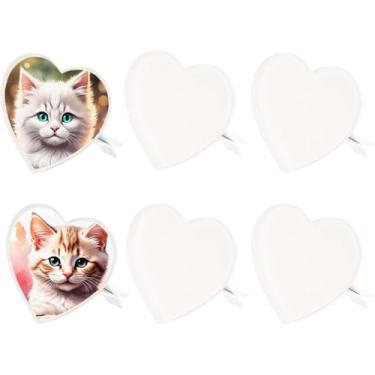 Imagem de Frinnovan Clipes de ventilação de carro em branco sublimação MDF difusor para decoração (coração branco, pacote com 6)