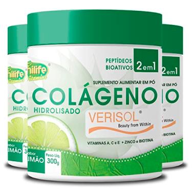 Imagem de Kit 3 Colágeno Hidrolisado Verisol Unilife sabor Limão 300g