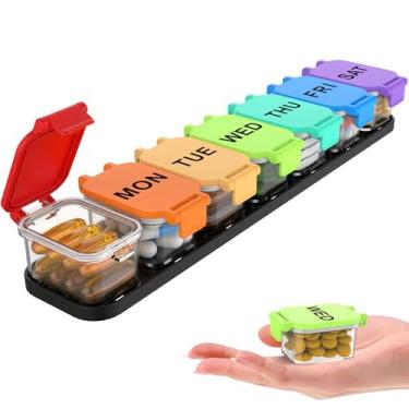 Imagem de Organizador semanal extra grande de comprimidos para 7 dias – caixa de comprimidos diária portátil com 7 compartimentos removíveis, suporte de vitaminas e organizador de medicamentos para suplementos