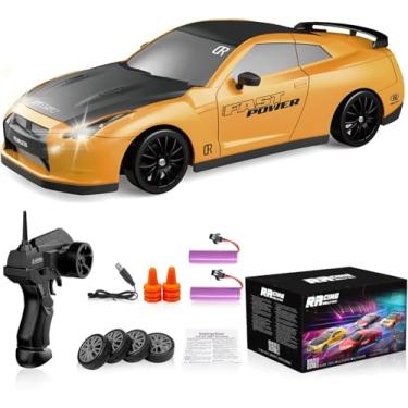 Imagem de 2 Baterias Rc Drift Car 2.4Ghz Escala 1:24 4Wd Carros De Controle Remoto De Alta Velocidade Veículo Com Luzes Led Baterias E Pneus Carros De Brinquedo Esportivos De Corrida Para Adultos Meninos