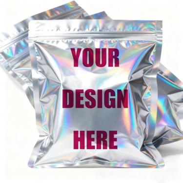 Imagem de PAOFAM Sacos personalizados cortados a laser, embalagem autovedante de 24,6 x 21,3 cm, impressão em dois lados, bolsas reutilizáveis resistentes para embrulho de presente, 200 unidades (100 peças)