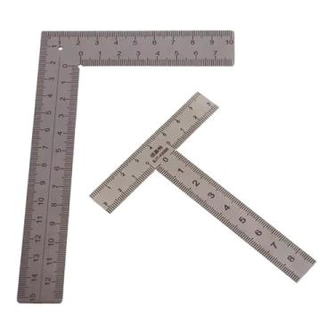 Imagem de WeiLaiKeQi Régua de metal em aço inoxidável (2 unidades) para desenho técnico, com medição de 90 graus em formato de T e L, ideal para projetos de engenharia e
