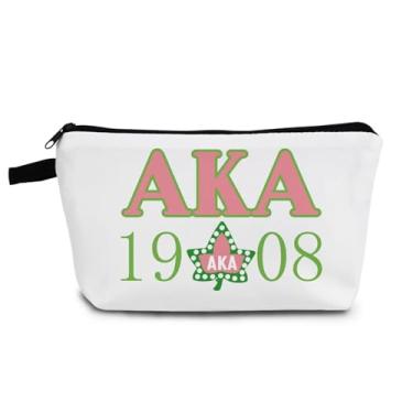 Imagem de YULUENZE AKA 1908 Ivy Pearl Makeup Bag Cute Small Organizer Bag with Zipper AKA 1908 Ivy Pearl Cosmetic Bag Estética Sorority Presente para Mulheres Amigas