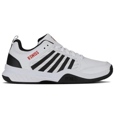 Imagem de K-Swiss Tênis masculino Court Express 2, Branco/Preto/Vermelho Marte, 14 Big Kid