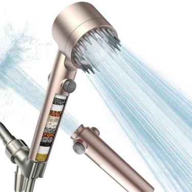 Imagem de PWERAN Chuveiro filtrado com portátil (dourado) - DY1