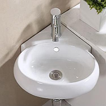 Imagem de Pia de canto para parede, pia de banheiro, lavatório pequeno de cerâmica branca, pia de vaso de porcelana montada na parede para fazenda, B