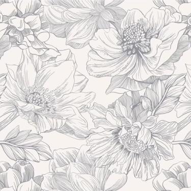 Imagem de Ismoon Papel de parede floral vintage descasque e cole boho papel de contato bege e cinza 17,3 pol. x 6,15 m papel de parede autoadesivo removível para banheiro quarto armário mural decoração de